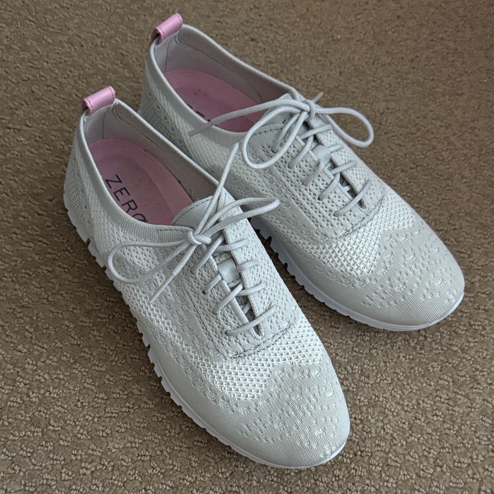 Cole Haan White Lace-Up Sneakers with Pink Accents